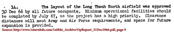 1st Aviation Brigade Operational Report&ndash;Lessons Lerned for 4th Quarter Year 1966, dated 14 February 1967, page 9
